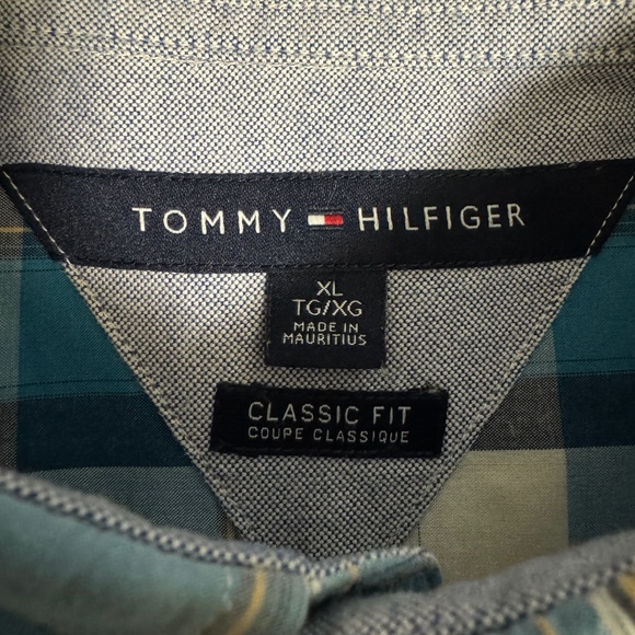 Men's Tommy Hilfiger Classic Fit Short Sleeve Plaid Shirt Blue Size XL - Picture 9 of 10